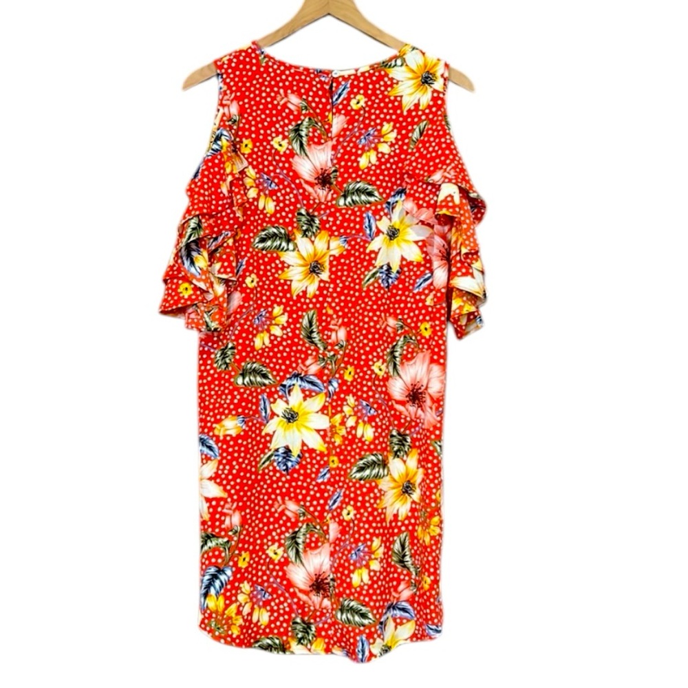 Umgee Floral Polka Dot Off The Shoulder Mini Dress Red Size Medium - Picture 3 of 8